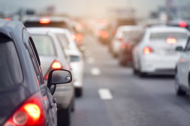 Traffic jam at road.Background blurred