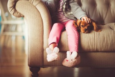 A young child on a couch