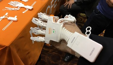 The smart glove on a hand