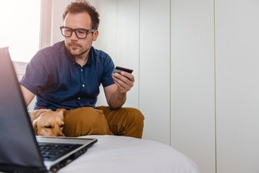 Man paying online with credit card