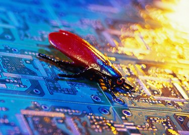 close-up of a fly sitting on a circuit board