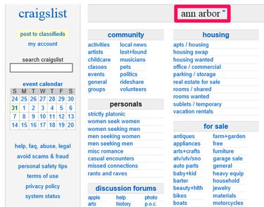 Ann Arbor, Michigan, features its own Craigslist city site.