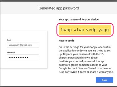 You cannot use the copy function to copy the app password.