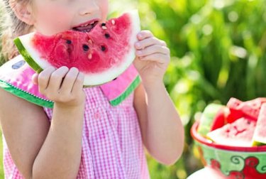 Child eating watermelon