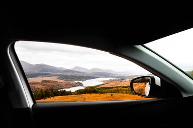 The Scotland highlands view in autumn from the car.