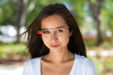 Woman wearing Google Glass